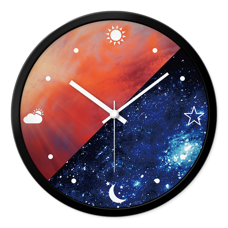 摩门挂钟客厅创意星空卧室静音现代时尚挂墙时钟石英钟表挂表圆形