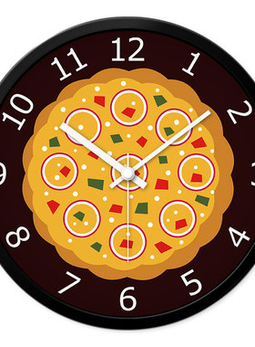 MOMEN/摩门挂钟创意艺术披萨时钟餐厅酒店装饰大挂表静音石英钟表
