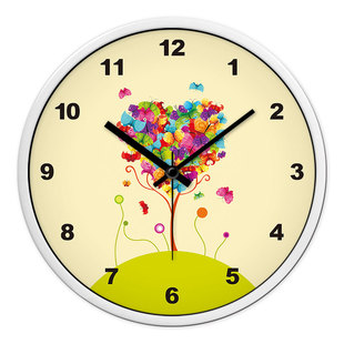 摩门挂钟客厅创意彩色艺术花朵餐厅酒店静音现代时尚时钟石英钟表