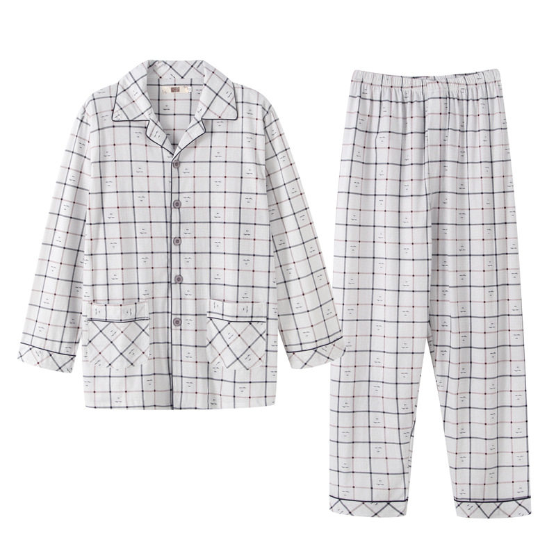 父亲睡衣男夏季空调房薄款100睡衣/家居服套装
