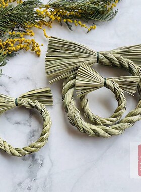 注连绳花环日式和风稻草圈正月花资DIY新年挂饰花店资材