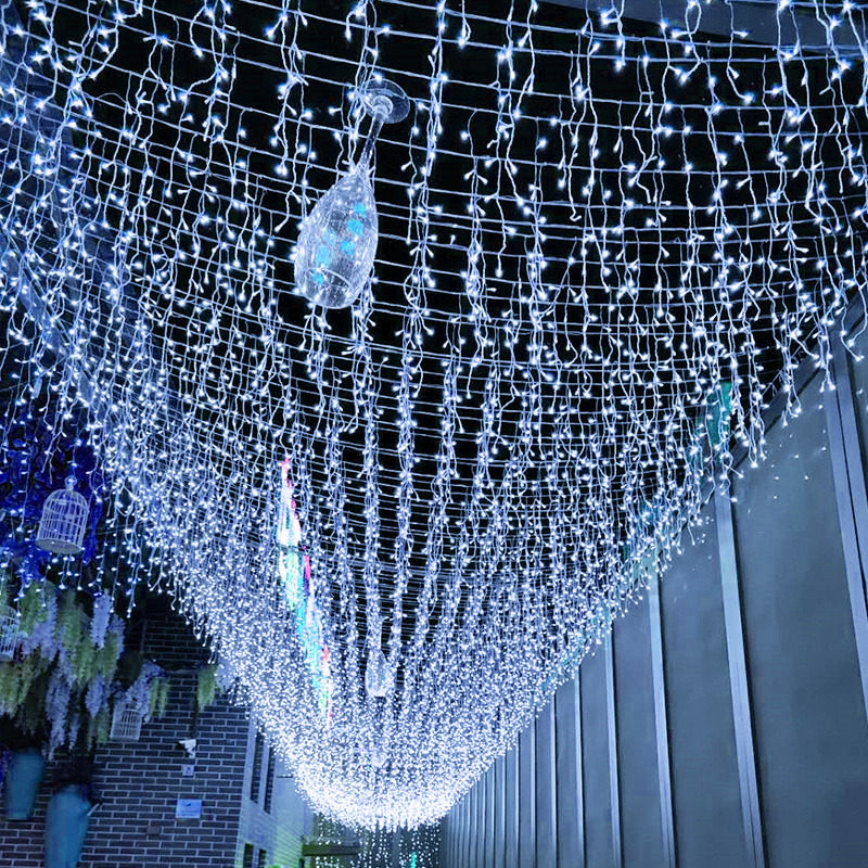 led冰条窗帘灯户外防水满天星圣诞彩灯串店铺节日闪灯防水户外