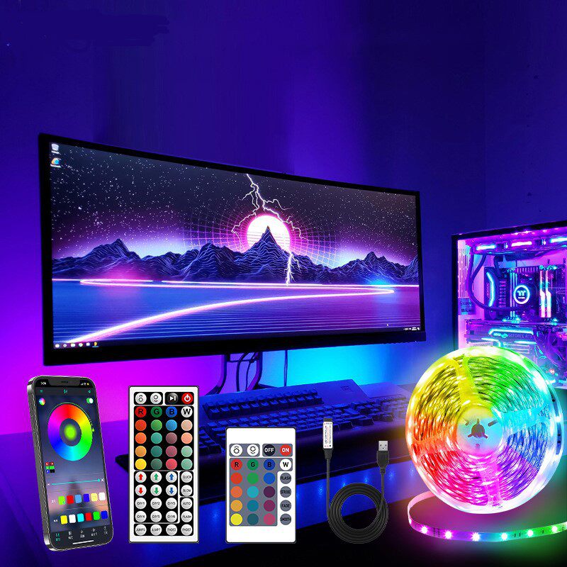 5050RGB灯带套装 5V低压蓝牙APP24键44键LED电视背景灯带