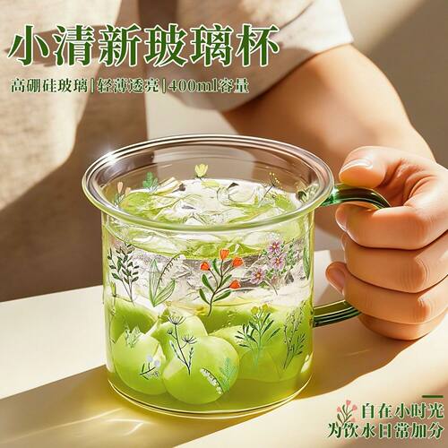 高硼硅玻璃杯女高颜值水杯家用咖啡杯办公室茶杯带把手杯子耐高温