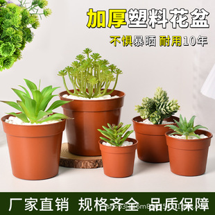 棕色塑料盆花卉苗圃实用简易花盆型号齐全高款 阳台种菜盆 矮款