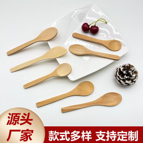 跨境创意迷你木质小勺子长柄调料咖啡蜂蜜勺食品级木勺子