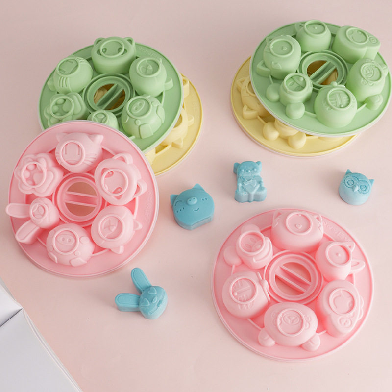 食品级宝宝蒸糕硅胶模具手提款米糕模具耐高温卡通辅食模具烘培