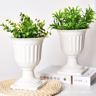 水培欧式塑料花盆多肉创意花盆复古罗马柱绿萝容器婚庆道具摆设