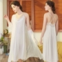 Sexy ren sling nightdress modal mùa hè hai mảnh trên đầu gối dài phần lưới mỏng phần đồ ngủ lụa băng - Đêm đầm vay mac nha dep