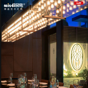 餐厅吧台吊灯酒店会所餐吧工程灯铁艺玻璃定制工装 轻奢美式 饰吊灯