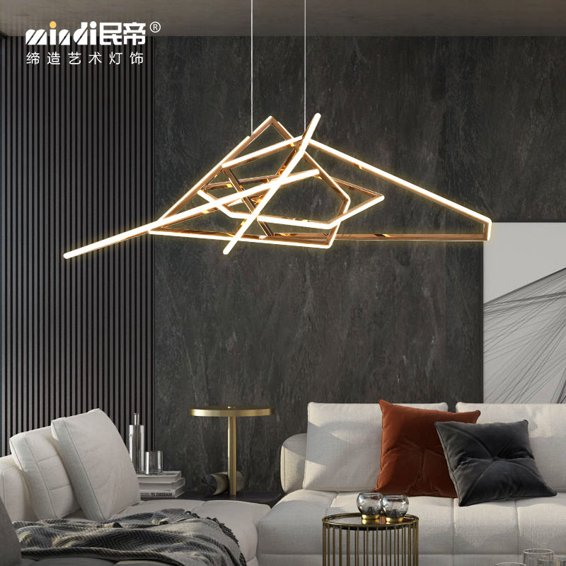 轻奢后现代客厅吊灯设计师风格创意大厅灯几何极简不锈钢异形吊灯