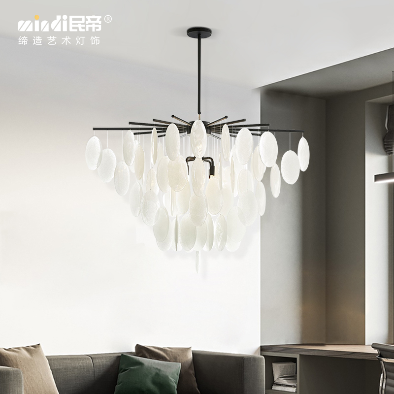 轻奢后现代风卧室样板房玻璃吊灯