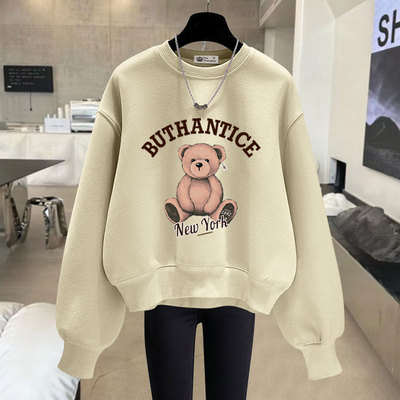 小熊圆领长袖卫衣宽松