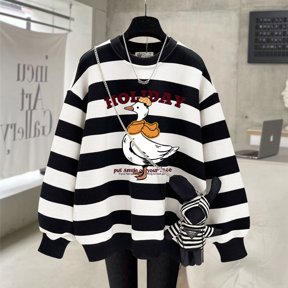 字母圆领卡通卫衣宽松