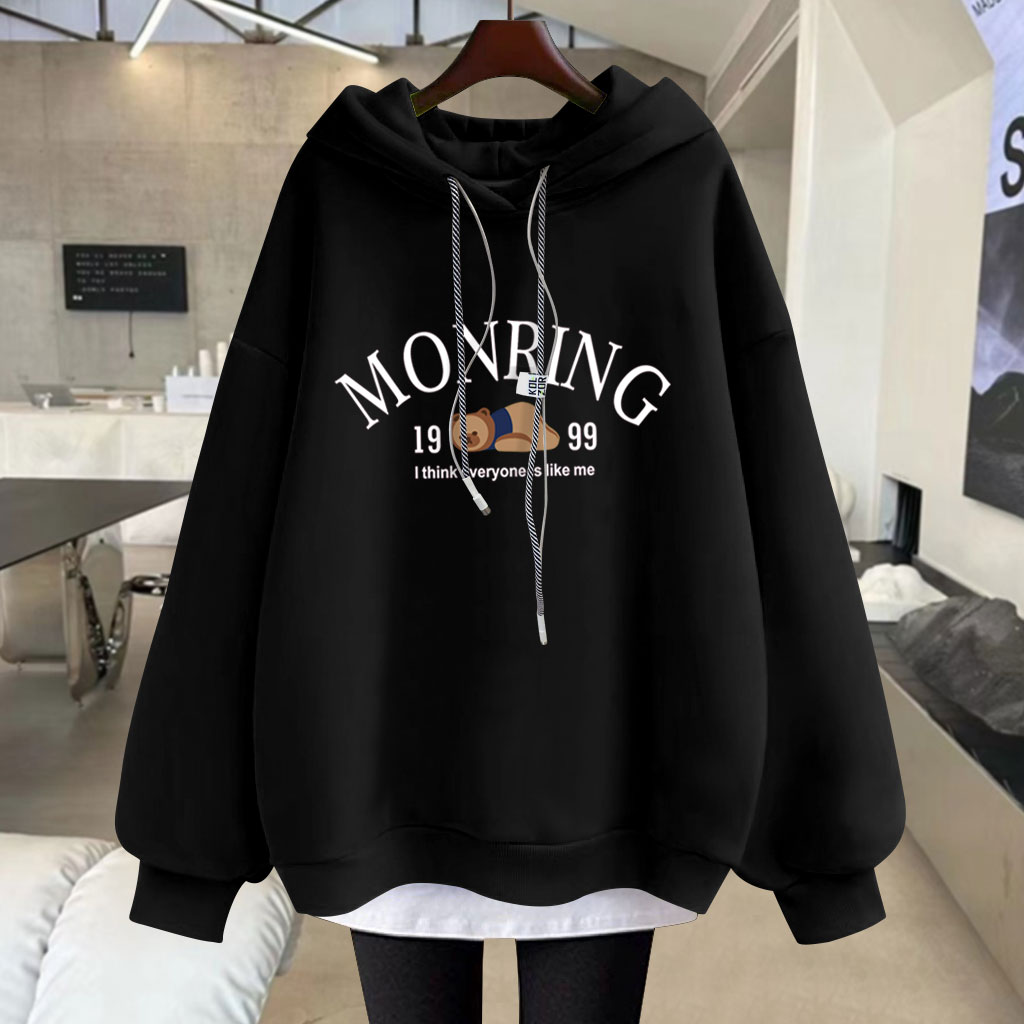 中长款宽松假两件连帽卫衣