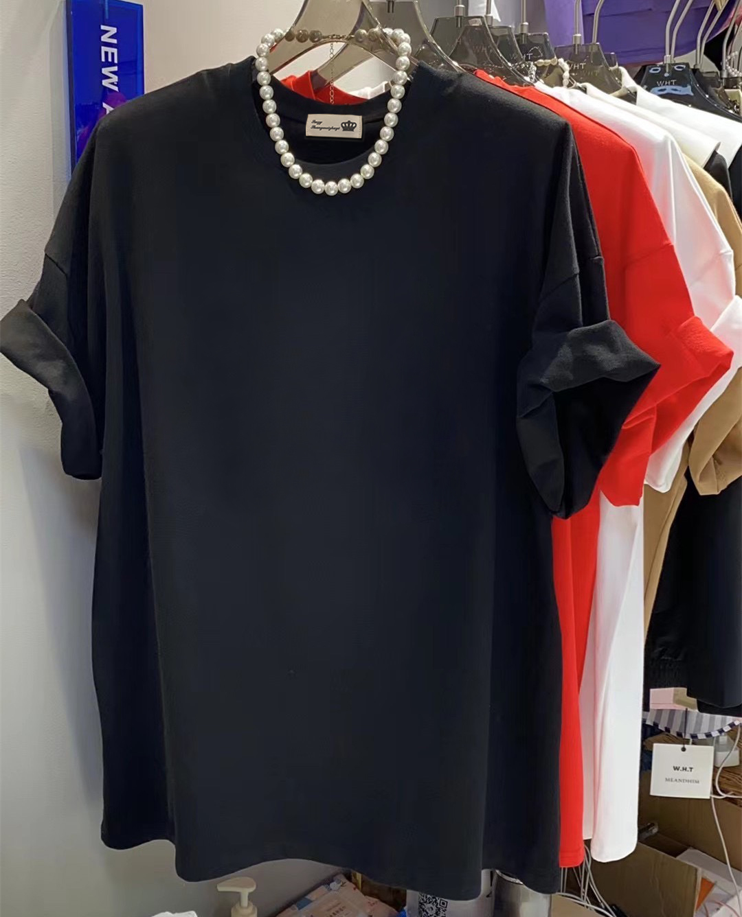 夏季韩版短袖t恤红色简约