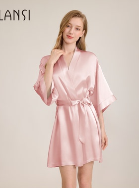 狄兰丝8123真丝睡袍睡衣女性感100%桑蚕丝睡袍套装高级感家居服