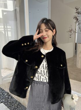 2024年新款水貂皮草短款外套女