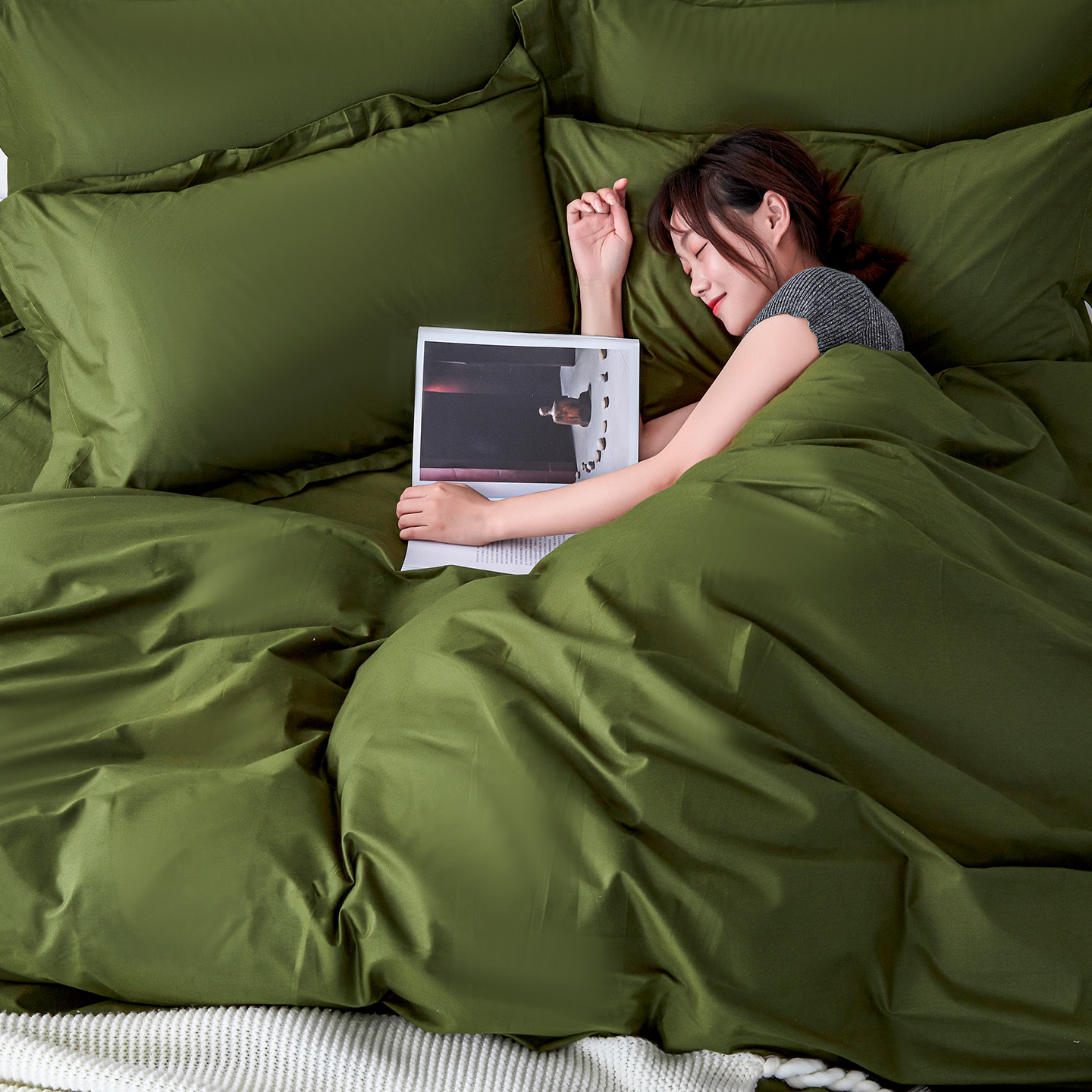 军绿色支持定制任意尺寸全棉被套