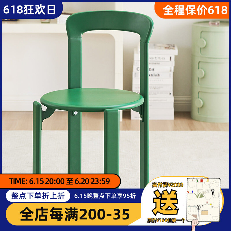 中古实木餐椅家用极简靠背书桌椅餐桌咖啡厅复古风彩色椅子可叠放