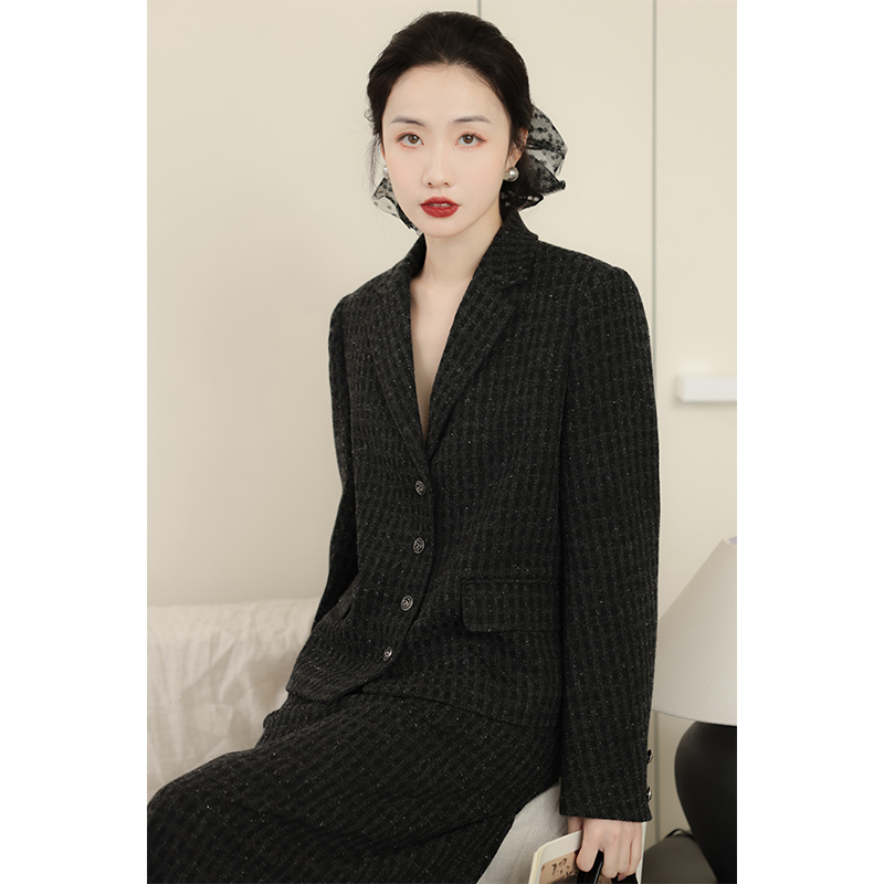 apa studio黑色小香风套装女秋季新款高级感西装外套轻奢风上衣女