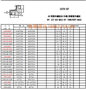 厂家直销液压接头弯头90°卡套式液压1ST9