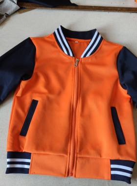 春秋款中小学生校服套装棒球领拼色外套长裤来定做橘黄色运动班服