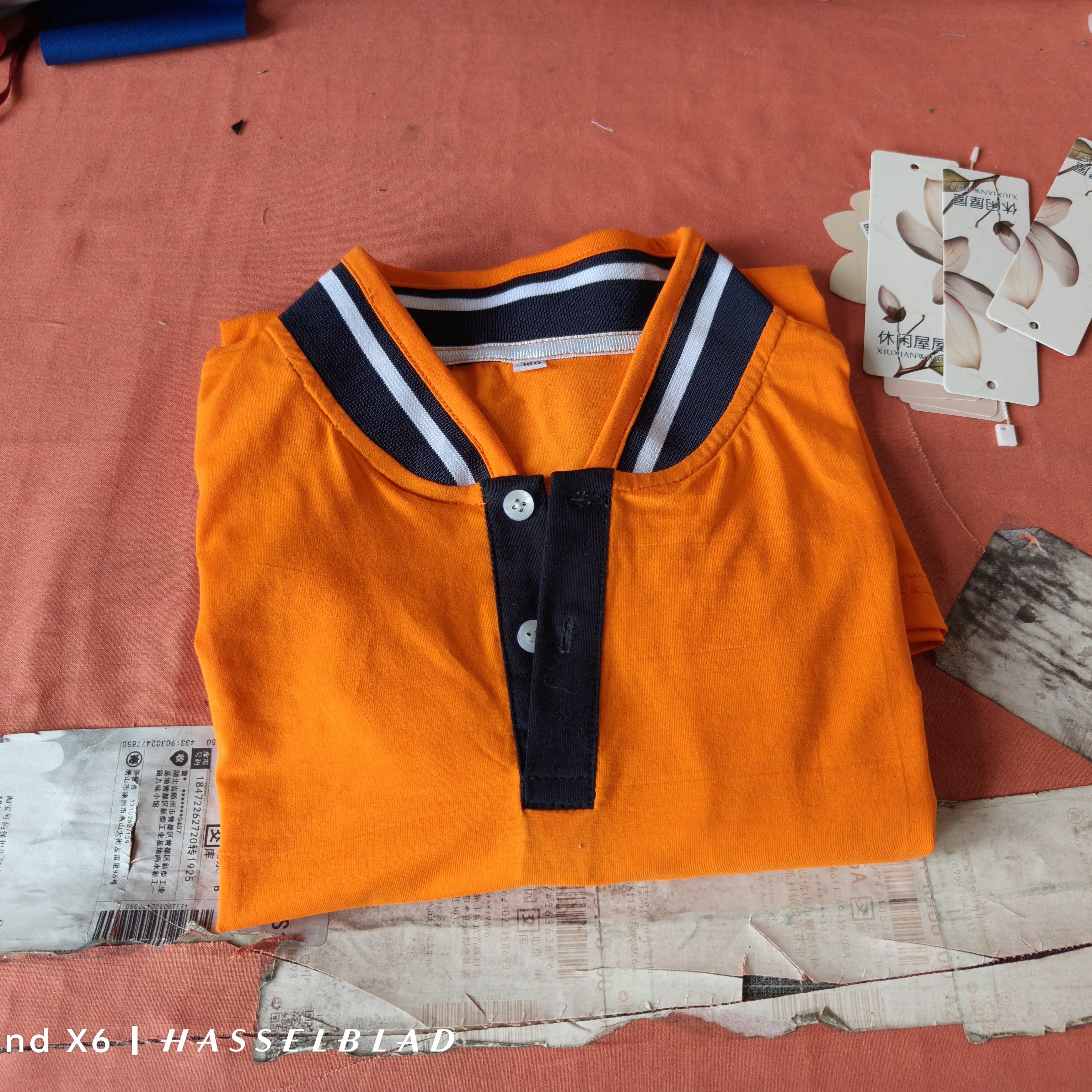 橘色校服短袖中小学生背心男女通用体恤休闲运动校服夏季t恤衫