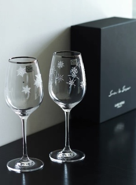 日本日产Narumi鸣海水晶玻璃雪花星辰红酒杯高脚对杯礼盒新婚礼物