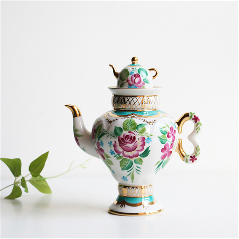 俄罗斯皇家民族风茶壶手绘瓷器