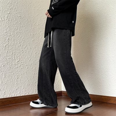 美式vibe风复古牛仔裤男款春秋季高街潮牌宽松直筒裤拖地工装裤子