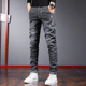 黑色潮流直筒长裤 春秋季 百搭休闲裤 男高街耐磨修身 刺绣弹力牛仔裤