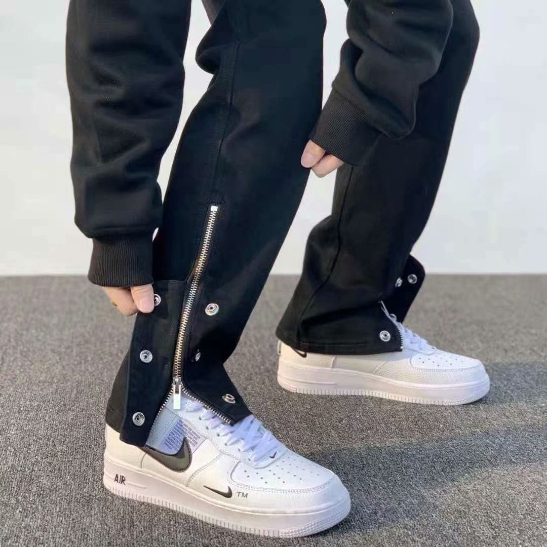 欧美潮牌牛仔裤男款设计感裤脚排扣拉链开叉直筒裤宽松百搭休闲裤,男装,牛仔裤,淘宝优惠券,粉丝福利购,淘宝优惠卷