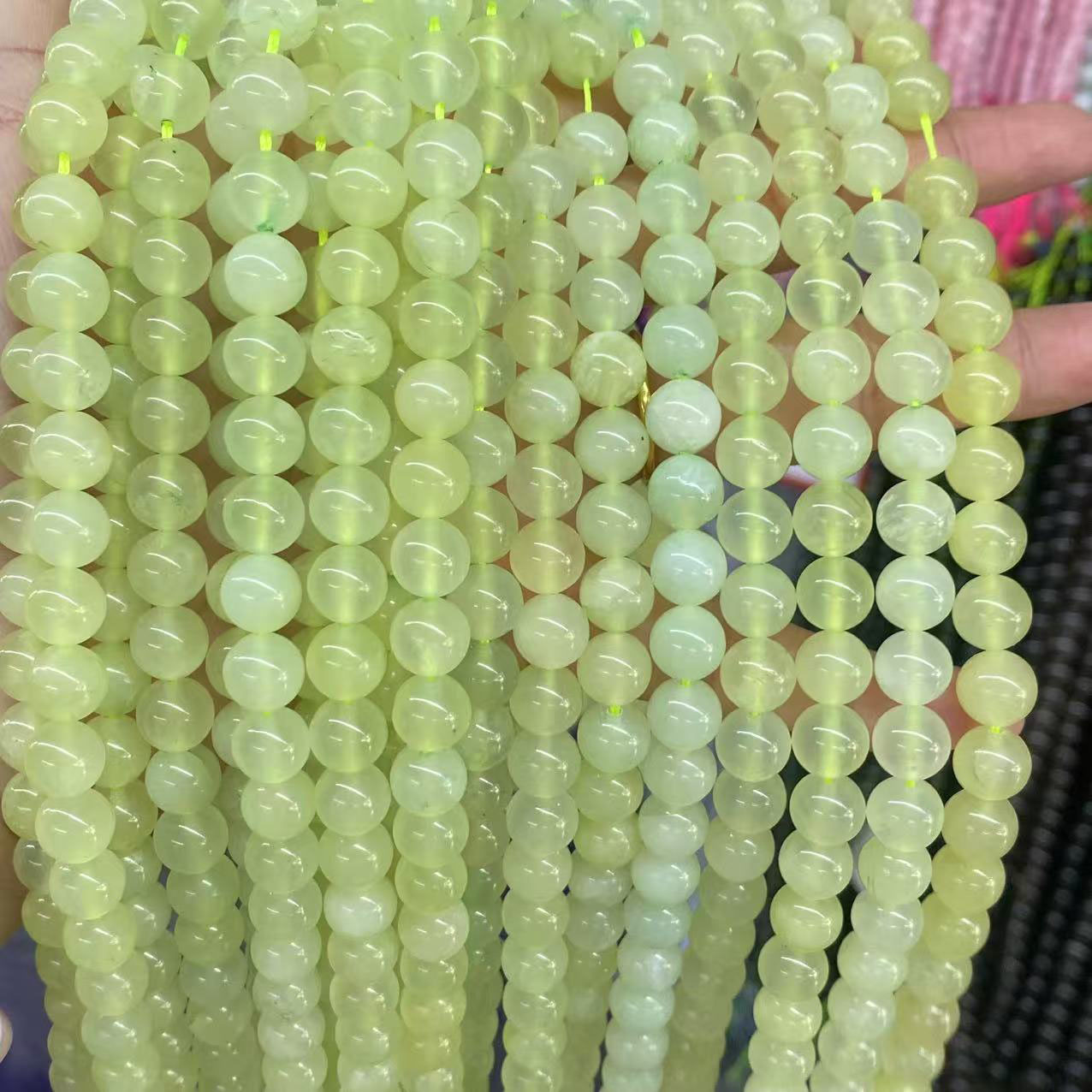 天然新山玉圆珠散珠子DIY手链