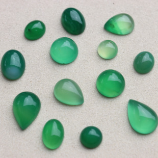 清仓处理天然绿玛瑙玉髓蛋面裸石镶嵌戒指手链吊坠耳钉半成品配件