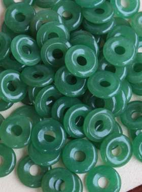 天然绿东陵玉18mm大孔径平安扣diy手链编绳项链吊坠耳饰饰品配饰