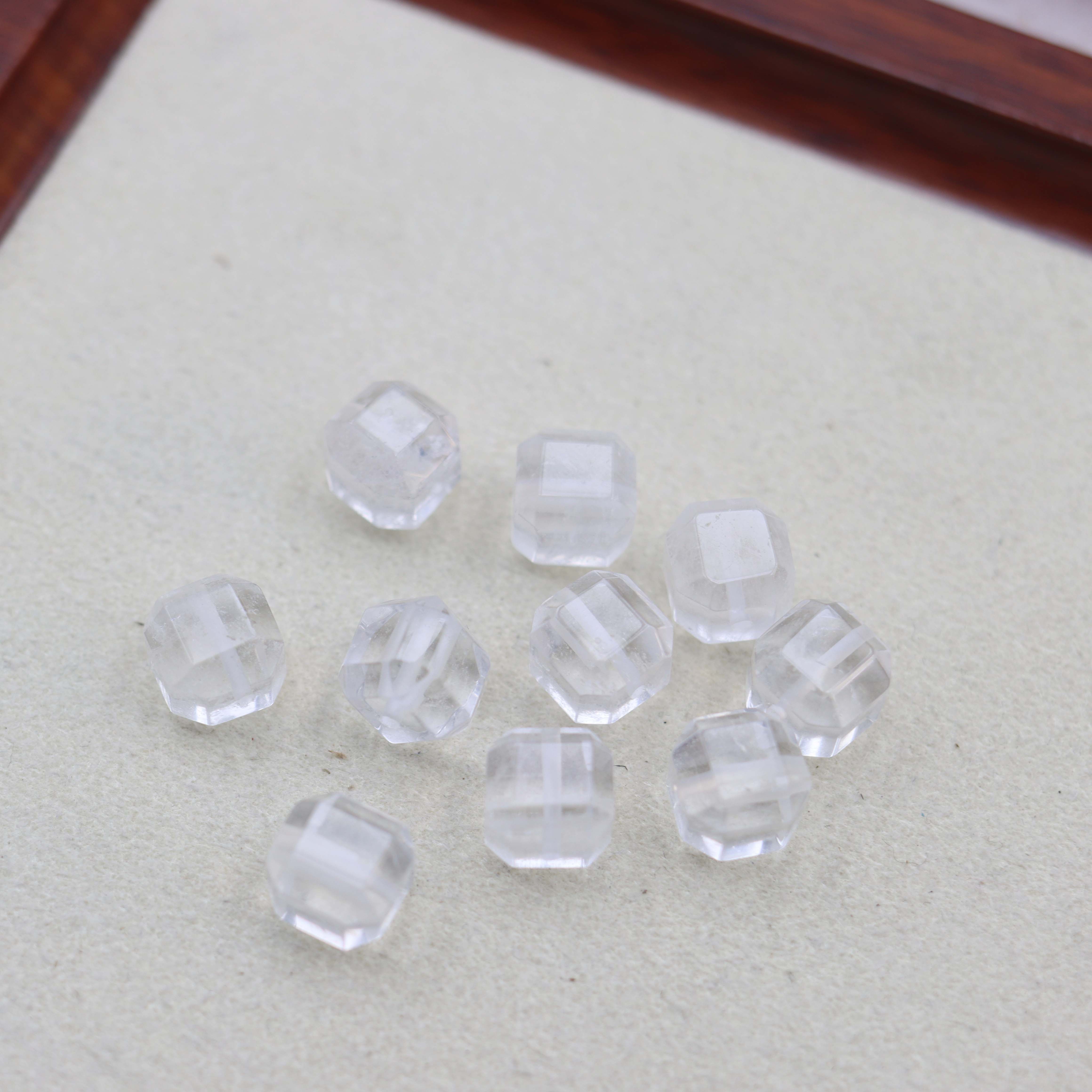 天然白水晶细棉10mm方糖散珠diy多宝手链项链隔珠饰品半成品配件