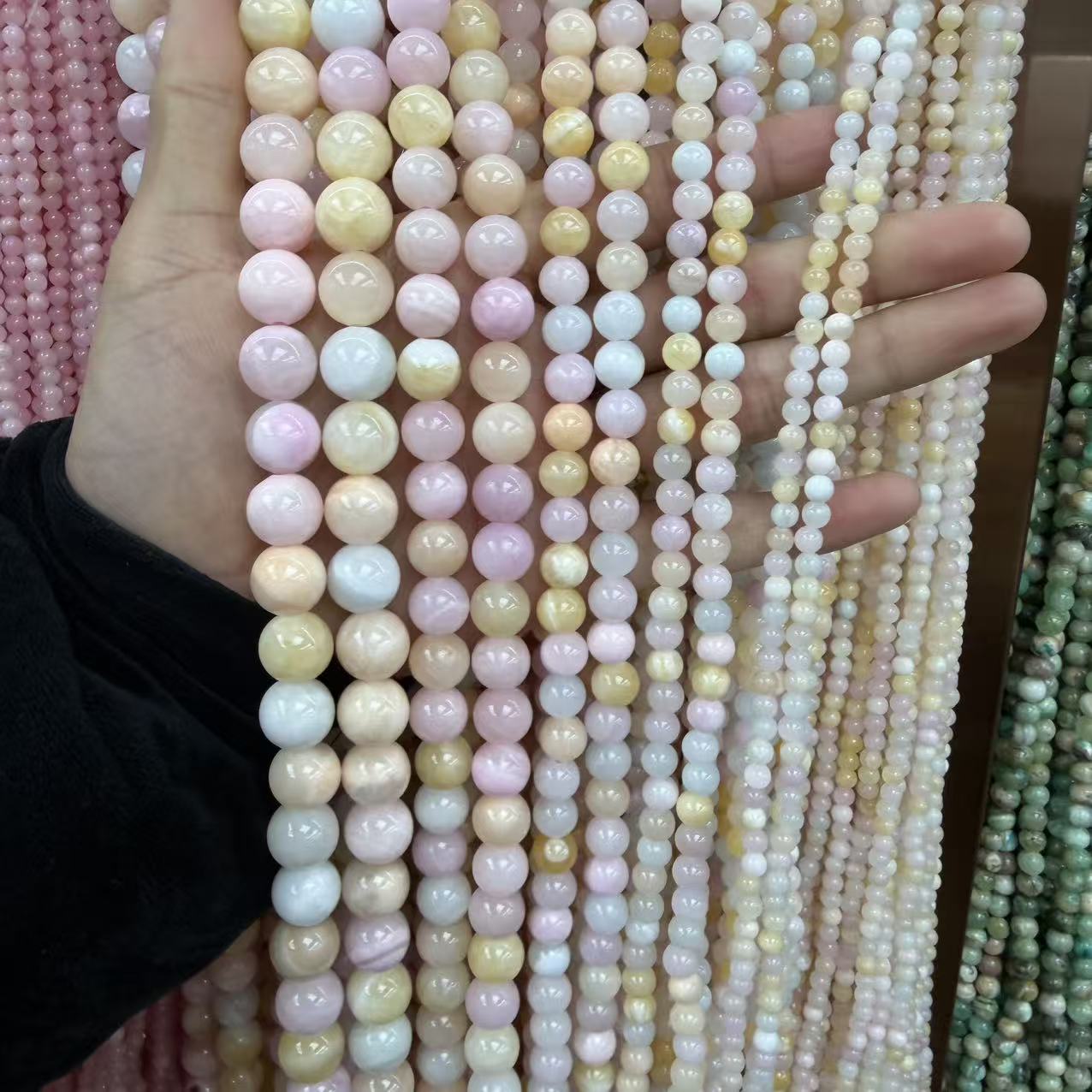 天然石优化摩根糖果色玉髓圆珠