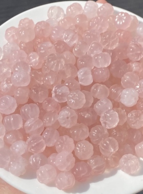 天然蜜桃粉水晶南瓜珠12mm散珠