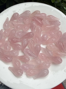 天然粉水晶雕刻玉兰花吊坠横孔珠