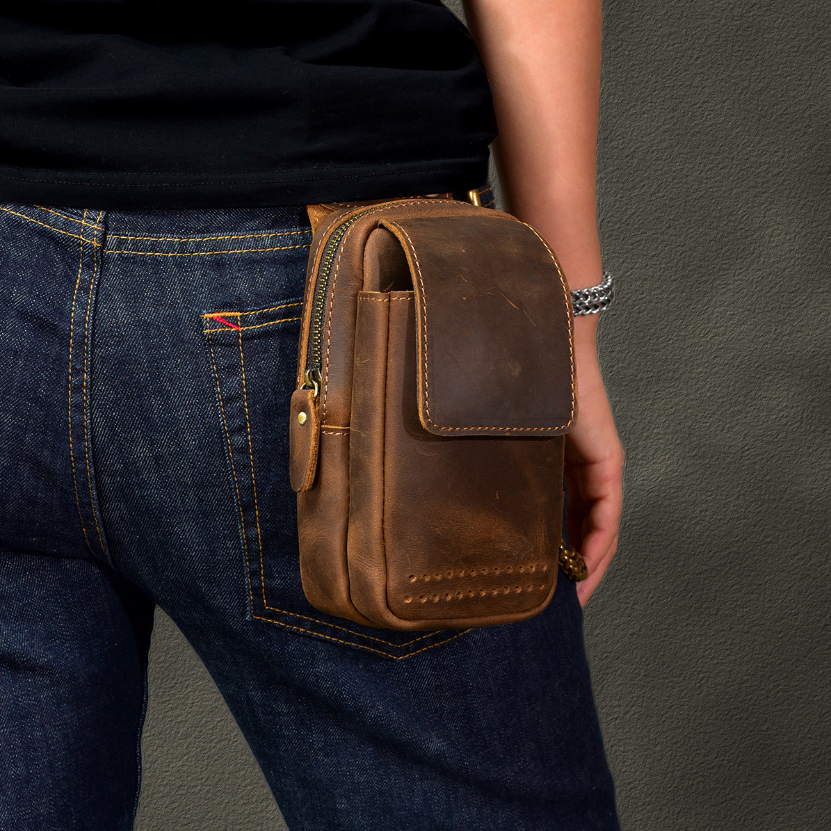 二十四街  复古手工牛皮男士手机烟盒腰包 疯马皮多功能皮带挂包,箱包皮具/热销女包/男包,男士包袋,淘宝优惠券,粉丝福利购,淘宝优惠卷