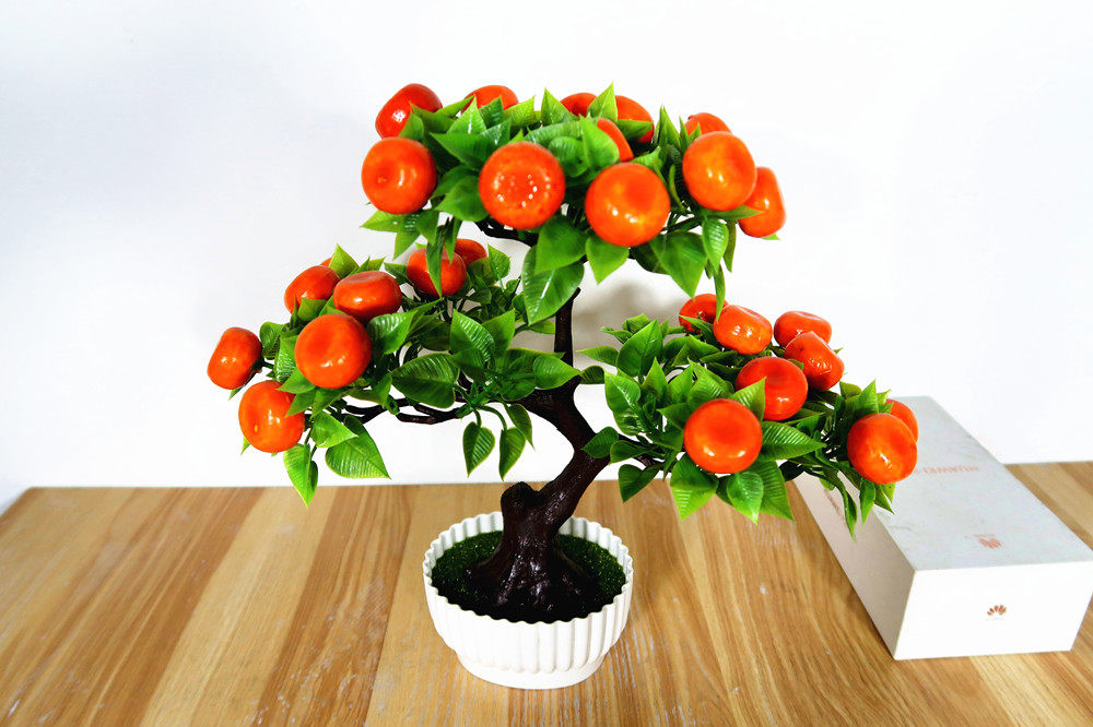 仿真水果盆景假桔子富贵果塑料果树盆栽室内客厅装饰绿色创意摆设