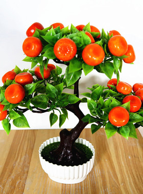 仿真水果盆景假桔子富贵果塑料果树盆栽室内客厅装饰绿色创意摆设