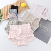 柔软舒适顺滑中腰莫代尔三角裤 新款 裸感波浪边纯色无痕女士内裤 女
