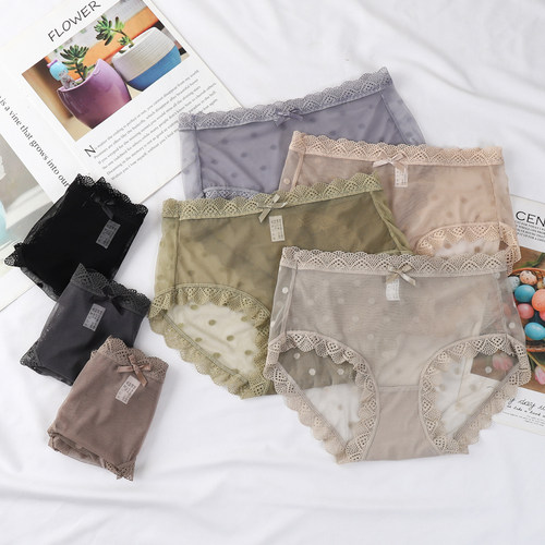 蕾丝超薄性感蝴蝶结女士三角内裤