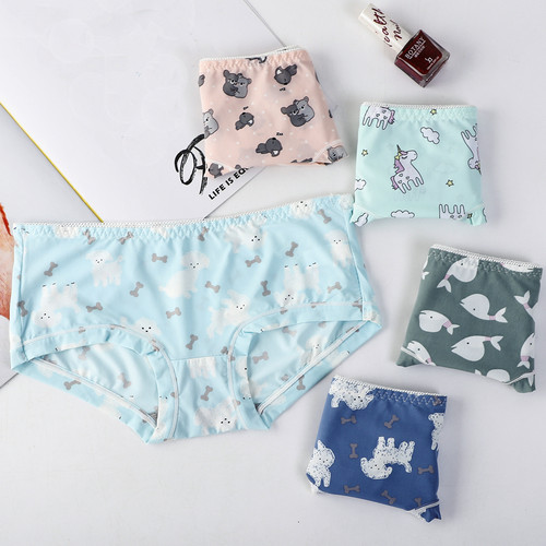 内裤女冰丝小清新碎花卡通低腰日系牛奶丝无痕速干透气女士三角裤 - 封面