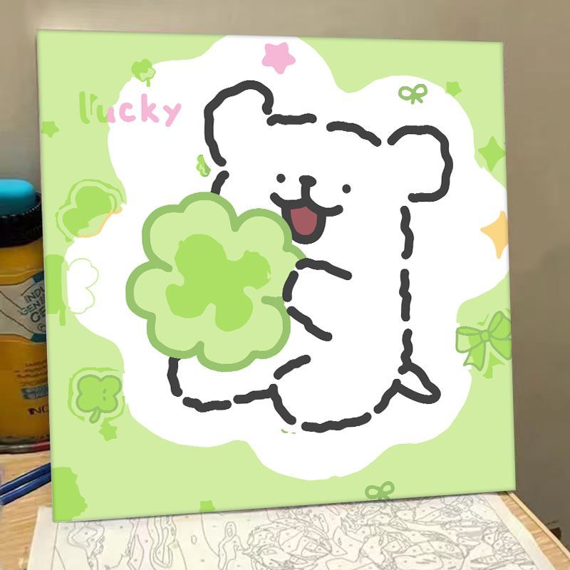 线条小狗diy数字油画风景治愈系情侣互动纪念新手入门易上手彩画