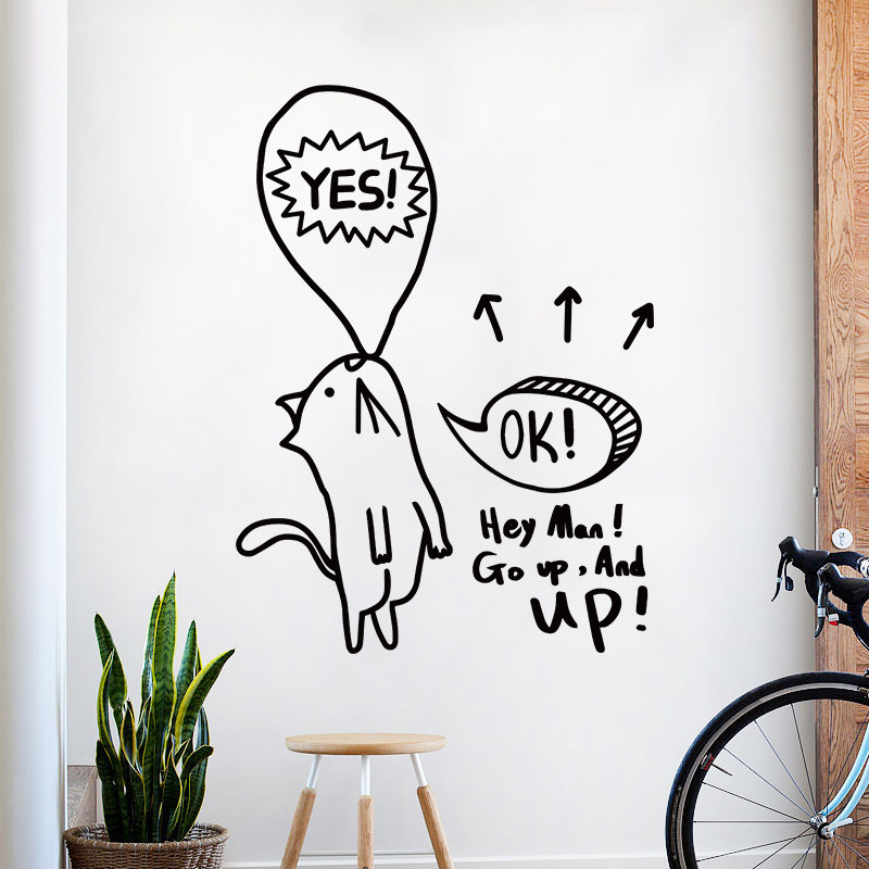 简约ins风创意动物猫墙贴纸自粘门贴房卧室房间背景墙壁装饰贴画