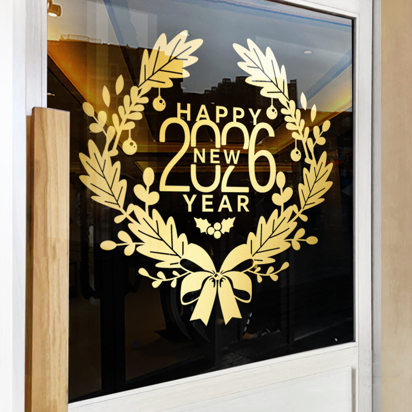 圣诞装饰窗花贴纸新年节日气氛布置橱窗静电玻璃贴纸春节2026贴画