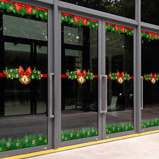 圣诞元旦新年春节玻璃腰线橱窗装饰静电贴防撞条节日装扮拉花贴纸